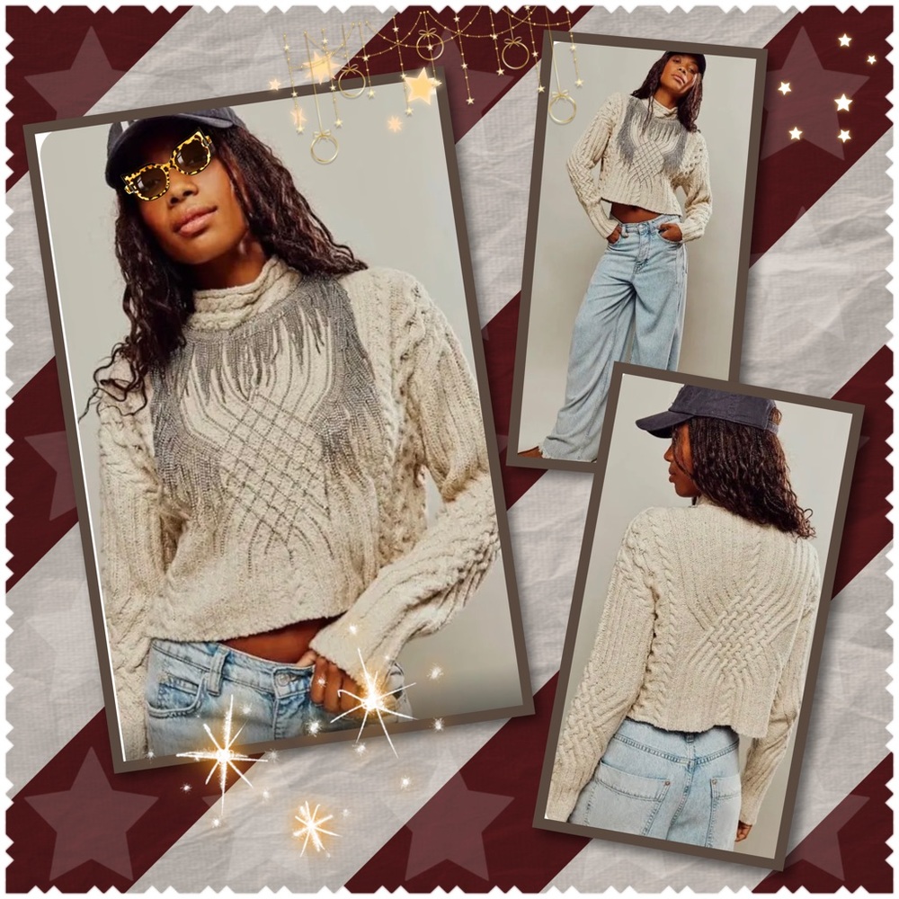 Free People Icicle Chandelier Embellished Sweater